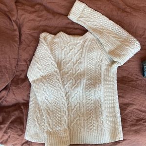 Handknit Irish Fisherman Aran Sweater, true vintage popcorn knit stitch